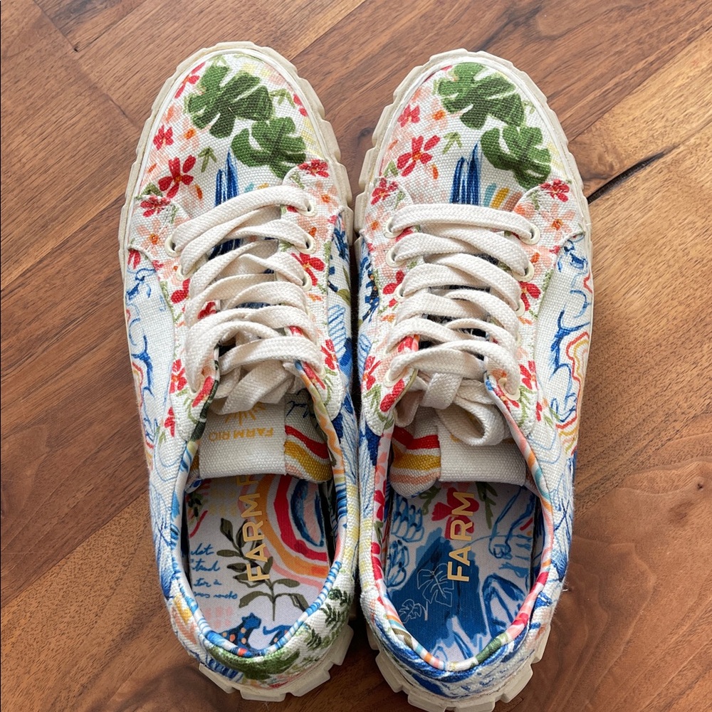 Farm Rio's Copacabana Chunky Platform Sneakers Shoes Lace up - Picture 7 of 9